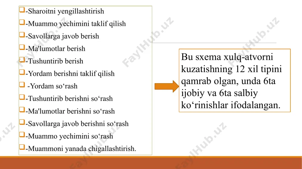 aydi yoki o’xshash xulq-atvorga ega bo’lgan boshqa tizimni konstruktsiya qiladi. bunday xulq-atvor strukturalarning o’xshashligi haqida mulohaza yuritishga olib keladi. modellashtirishning bunday ko’rinishi psixologik tadqiqotning asosiy metodlaridan hisoblanadi hamda tabiiy ilmiy psixologik tadqiqotda yagona hisoblanadi. ikkinchi holatda modellar va obrazlar strukturalari o’xshashligida tadqiqotchi funktsiyalar va tashqi ko’rinishlarda va boshqalarda qandaydir umumiylikni tahlil qiladi. bu metod ko’p fanlarda tarqalgan, ayniqsa solishtirma anatomiya, paleontologiya va boshqalarda ko’p uchratish mumkin. 18 tabiiyki, bizga boshqa odamning psixik reallik tizimini tushunish qiyin. ammo har bir narsa xususiy reallikka ega, shuning uchun m.s.rogovin va g.v.zalevskiylarni germenivtik metodlar qatoriga modellashtirish metodini kiritishga turtki bo’lgan funktsional-strukturani modellashtirish va germenevtik metodlarning o’xshashligi bor. sharhlash metodlari butun bir psixologik tadqiqotda muhim rol o’ynaydi. bu metodlarning tadqiqotchi tomonidan egallanishi ilmiy dasturning muvaffaqiyatini belgilab beradi. psixologiyada sharhlash metodining ahamiyati v.a.ganzen monografiyasida aniqroq ta`riflangan. kuzatish. ilmiy empirik metod sifatida 19 asrning oxiridan boshlab ijtimoiy, pedagogik, klinik psixologiyada rivojlanish psixologiyasida keng qo’llanilib kelinyapti. 20-asrning boshidan …