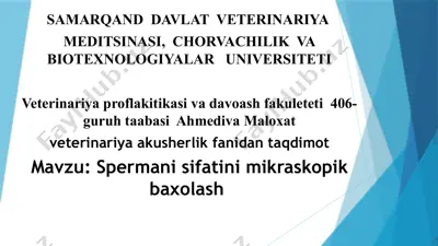 spermatozoid sifati mikroskopik baholash — PPTX