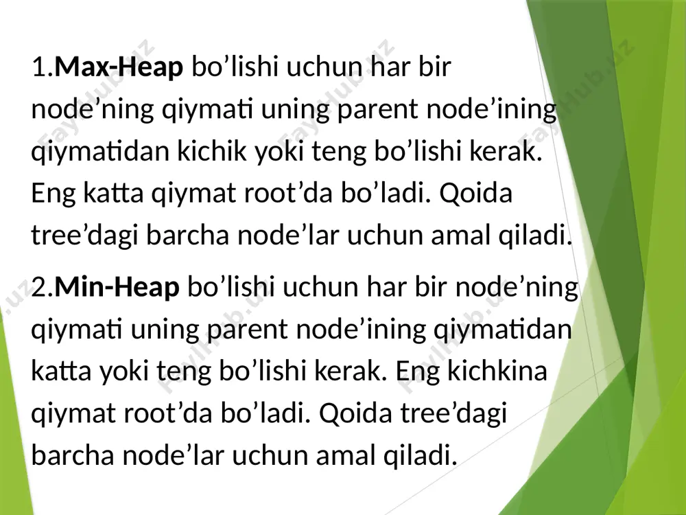 heap tree кўринишдаги бинар дарахтлар - Page 5