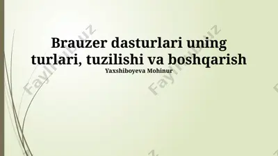 brauzer dasturlari: turlari, tuzilishi va boshqaruvi — PPTX