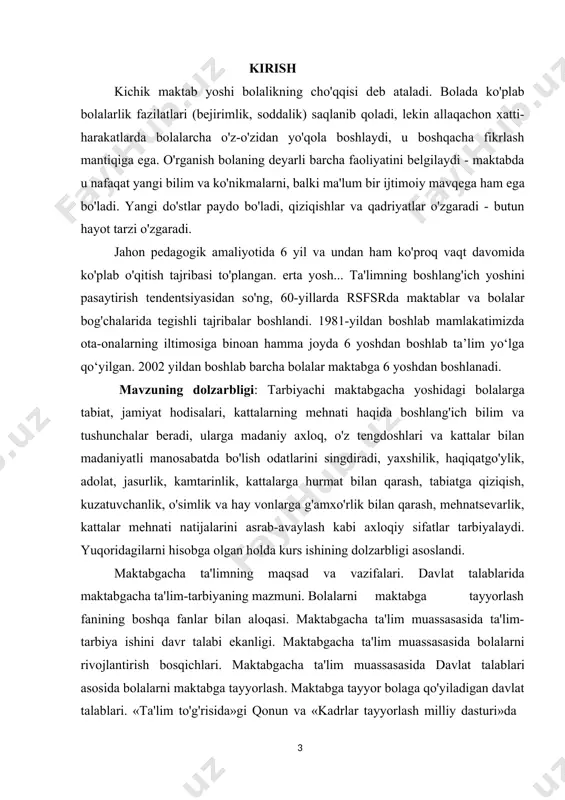 atga ega. o'qituvchilar tarkibining barcha a'zolari har qanday test natijalarini bilishlari kerak. shunday qilib, nazorat bo'lishi kerak muntazam, tizimli, samarali va shaffof . nazoratning eng keng tarqalgan to'rtta shakli mavjud: operativ, tematik, frontal va xulosa. har qanday turdagi nazoratni amalga oshirishda ma'lum bir ketma-ketlikka rioya qilish kerak, yoki algoritm boshqaruv: 1. boshqarish maqsadi va ob'ektini aniqlash. 2. nazorat rejasini ishlab chiqish. 3. axborot yig'ish. 4. yig`ilgan materialni tahlil qilish. nazoratning barcha turlari yillik rejada aks ettirilgan. taqdimot shakli har xil bo'lishi mumkin. keling, har bir nazorat turini ko'rib chiqaylik. operatsion nazorat- bu joriy, kundalik nazorat. uning o'ziga xosligi shundaki, u o'qituvchilar va butun jamoa faoliyatidagi kichik buzilishlarni aniqlash va bartaraf etishga yordam beradi. agar siz ishda kichik og'ishlarni sezmasangiz, ular katta qiyinchiliklarga olib kelishi mumkin, keyinchalik ularni engish oson bo'lmaydi. operatsion nazorat masalalari shartli ravishda bir necha toifalarga bo'linadi. doimiy monitoringni talab qilish: · bolalarning hayoti va sog'lig'ini muhofaza qilish …