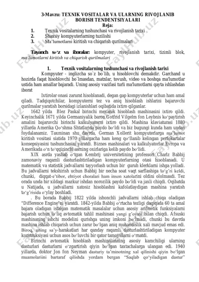 texnik vositalar va ularning rivojlanish tendentsiyalari — PDF