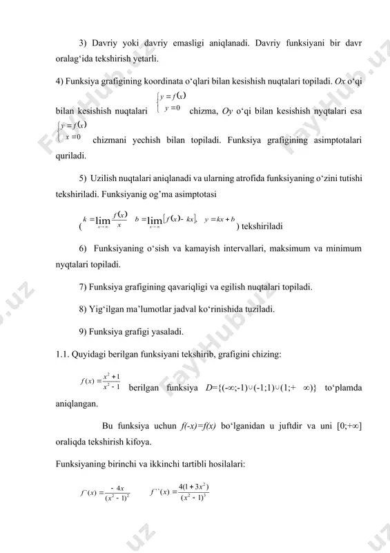 dan hosil bo’lgan jismning hajmi vy =π∫ x2dy =π∫ϕ2(y)dy (8) formula bilan hisoblanadi misol. y2 = 2x parabola, x = 3 to’g’ri chiziq va ox o’qi bilan chegaralangan figuraning ox o’qi atrofida aylanishidan hosil bo’lgan jismning hajmini hisoblang. yechish. masala shartiga ko’ra x 0 dan 3 gacha o’zgaradi. demak, π=π = π= π=9π foydalanilgan adabiyotlar 1.aim.uz 2.fayllar.org 3.www.hozir.org image6.png image7.png image8.png image9.png image10.png image11.png image12.png image13.png image14.png image15.png image16.png image17.png image18.png image19.png image20.png image21.png image22.png image23.png image24.png image25.png image26.png image27.png image28.png image29.png image30.png image31.wmf image32.wmf image33.wmf image34.wmf image35.wmf image36.wmf image37.wmf image38.wmf image39.wmf image40.wmf image41.wmf image42.wmf image43.wmf image44.wmf image45.wmf image1.png image46.png image47.png image48.png image49.png image50.png image51.png image52.png image53.png image2.png image3.png image4.png image5.png ( ) ( ) ( ) ( ) f d x x f x f î ± = - , ( ) ( ) ( ) ( ) f d x x f x f î ± - = …