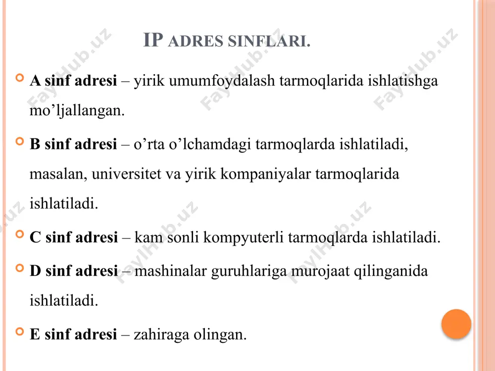 ) o'rniga doimiy ip manzillarini taqdim etish. ip darajasida yangi funktsiyalarni ta'minlash uchun: manbadan marshrutlash, qos, avtomatik sozlash, xavfsizlik va boshqalar. ipsec (ip security) - bu internet protokoli (ip) orqali uzatiladigan ma'lumotlarning himoyasini ta'minlash uchun protokollar to'plami. autentifikatsiya (autentifikatsiya), ip-paketlarning yaxlitligini tekshirish va shifrlash imkonini beradi. ipsec shuningdek, internet orqali xavfsiz kalit almashinuvi uchun protokollarni ham o'z ichiga oladi. u asosan vpn ulanishlarini tashkil qilish uchun ishlatiladi. tunneling acl boshqaruv kirishlarini ro’yxati kirishni boshqarish ro'yxatlari keng qamrovli tarmoq xavfsizligi tizimining bir qismidir. ba'zi xostlarni tarmoq resurslariga kirishni cheklash yoki ruxsat berishga imkon beradi. misol uchun, korporativ tarmoqda administratorlar ma'lum foydalanuvchilarning internetga kirishini taqiqlashlari va boshqalarga ruxsat berishlari mumkin. tarmoq resurslariga kirishni cheklash yoki ruxsat berish ip-manzil va protokollar asosida amalga oshirishimiz mumkin. ushbu amallarni bajarishda acl (access control list) boshqaruv kirishlar ro’yxatidan foydalaniladi keraksiz paketlar yo'q qilinadi va faqatgina qolgan paketlar marshrut bo’yicha yo'naltiriladi. kirish ro'yxatlarida faqat portlar va manzillarning …