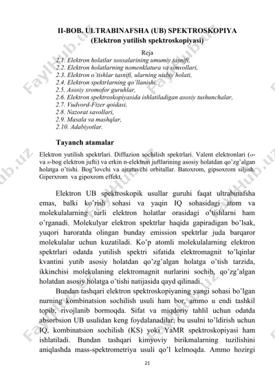 ultrabinafsha (ub) spektroskopiya — DOCX