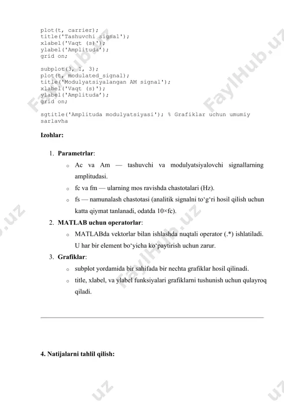amplituda modulyatsiya modulyatorini tadqiq etish - Page 4