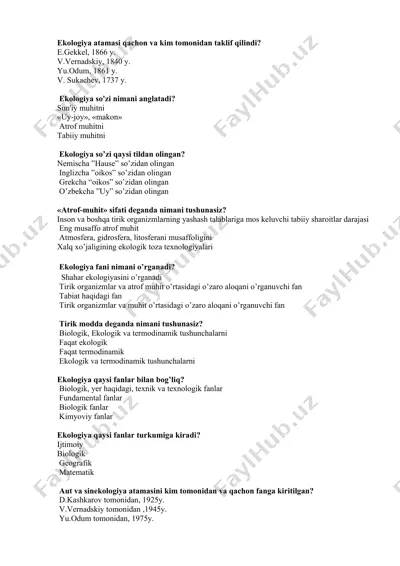 ekologiya fanining asosiy printsiplari — DOCX