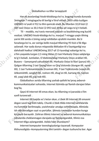 globallashuv va tillar taraqqiyoti — DOCX