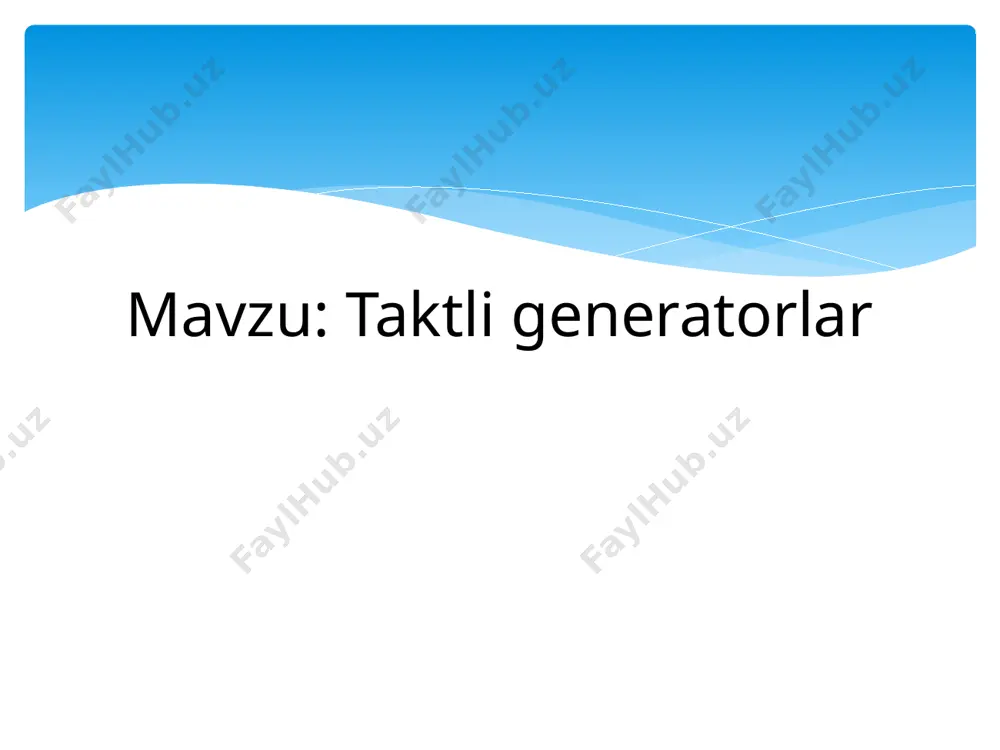 zilishlar deb ataladi. amalda uzilishlardan foydalanish foydalanuvchilar uchun ma’lum qiyinchiliklar tug‘diradi. qiyinchilikning asosiy sababi uzilishlarni mazmun mohiyatini bilmasliklarida. quyidagi maqolada at90s2313 mikrokontrolleri uzilishlaridan foydalanish usullari keltiriladi foydalanilgan adabiyotlar: 1. иброх;имов у. э лектр м аш иналари. к а с б -\у н а р коллежлари учун. «ук,итувчи». т., 2001. 2. ковчин с. а., сабини ю.а. теория электропривода. «энергоатомиздат». спб., 2000. 3. мажидов с. м. электр машиналар ва электр юритмалар. «ук,итувчи», 1979. 4. ключев в. и. теория электропривода. м ., «энергоатомиздат». 2000. xulosa: mamlakatimizda ishlab chiqarilayotgan va inson mehnatini osonlashtirayotgan mexanizmlarni aksariyati taktli impuls generator yordamida ish olib boradi.sanoat, qishloq xo‘jaligi, kommunal va boshqa tarmoqlarning barcha sohalarida, turli mashina va mexanizmlar hamda qurilmalardan keng foydalaniladi. har qanday mexanik jarayonni amalga oshirish uchun mexanizm va mashinaning ish organini harakatga keltirish darkor. misol qilib yoqilg’i hisobiga tok hosil qiluvchi (движок) qurilmani keltirishimiz mumkin. e’tiboringiz uchun rahmat! image2.png image3.png image4.jpeg image5.jpeg image6.png image7.jpeg image8.png …