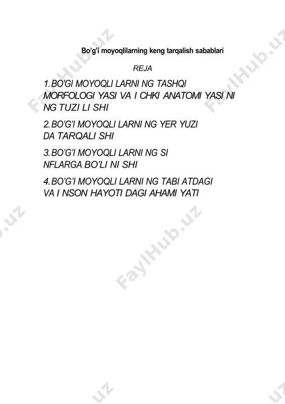 ko’kr ak bo’limi 3- 8bo’gimlar dan tashkil t opgan unda yurish oyoqlar i va qanot lar i (hashar ot lar da)j oylashgan. 4. bo’g’imoyoqlilar ning muskullar i tanada t o’p- t o’p bo’lib j oylashgan ko’ndalang targ’il muskullar dan ibor at. 5. tana bo’shlig’i aralash bo’shliq- mikaoseldan ibor at. 6. qon aylanish sist emasi ochiq tanasining or qa t omonida j oylashgan uzunchoq yoki puf akka o’xshash yurakdan boshlanadi.qon yurakka klapanli teshiklar - ost iylar or qali o’t ib, t o’g’r idan- t o’gr i yoki bir necha t omir lar (arteriyalar)or qali tana bo’shlig’iga chiqib ketadi.qoni tana suyuqligi bilan aralashib ketadi shuning uchun gemolimf a deyiladi 7. naf as olish or ganlari j abr a, o’pka yoki t raxeyalar dan ibor at. 8. suvda hayot kechir uvchi bo’g’imoyoqlilar ayir ish sist emasi xalqali chuvalchanglar met anefridiylar ining o’zgar ishidan hosil bo’lgan bir j uft naysimon koksal bezlar dan ibor …