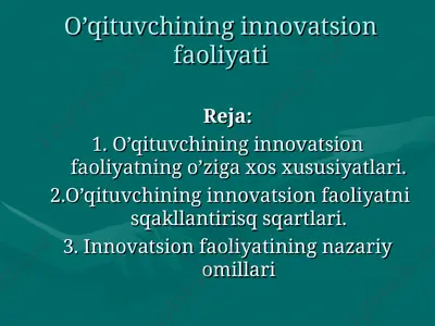 innovatsion faoliyat — PPT