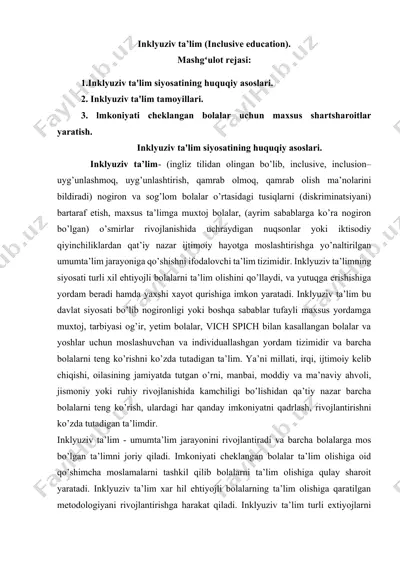inklyuziv ta’lim (inclusive education) — DOCX