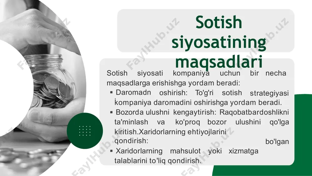 m, erp va boshqalar). geografik omillar: tarmoqning qamrov darajasi (mahalliy, mintaqaviy yoki global). ijtimoiy savdo (social commerce) ijtimoiy tarmoqlar orqali amalga oshiriladigan savdo jarayoni. xususiyatlari: platformalar: instagram, facebook, tiktok. interaktiv sotish: mahsulotni video orqali tanishtirish va darhol buyurtma qilish. mijozlar bilan aloqa: savollarga darhol javob berish va izohlar orqali muloqot qilish. afzalliklari: katta auditoriyani jalb qilish. savdo jarayonida mijozlar bilan bevosita bog‘lanish. mobil savdo (m-commerce) bu smartfon yoki planshet orqali mahsulot yoki xizmatlarni sotishdir. xususiyatlari: mobil ilovalar: mahsulotlarni xarid qilish uchun maxsus ilovalar yaratish (masalan, aliexpress, uber eats). push- xabarnomalar: xaridorlarga yangi takliflar haqida xabar berish. afzalliklari: istalgan vaqtda va istalgan joyda xarid qilish imkoniyati. ovoz orqali savdo (voice commerce) afzalliklari: qulaylik va qo‘lni band qilmagan holda xarid qilish imkoniyati. xususiyatlari: mijoz ovoz orqali buyurtma berishi mumkin. oddiy va tezkor jarayon. ovozli yordamchilar (masalan, amazon alexa yoki google assistant) orqali mahsulot yoki xizmatlarni sotish. abonementga asoslangan savdo (subscription-based commerce) mijozlar …