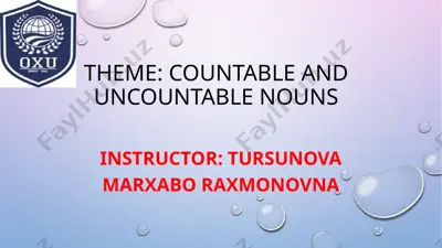 countable and uncountable nouns — PPTX