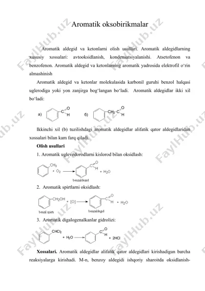 aromatik oksobirikmalar — DOCX