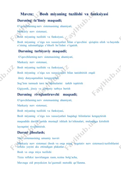 bosh miyaning tuzilishi va funksiyasi — DOCX