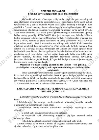 elektr toki xavfsizligi — DOCX
