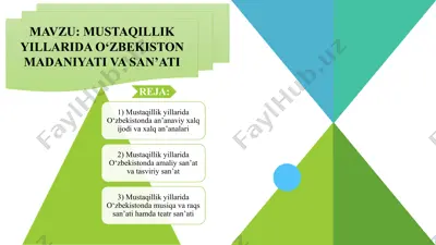 mustaqillik_yillarida_o‘zbekiston_madaniyati_va_san’ati_2 — PPTX
