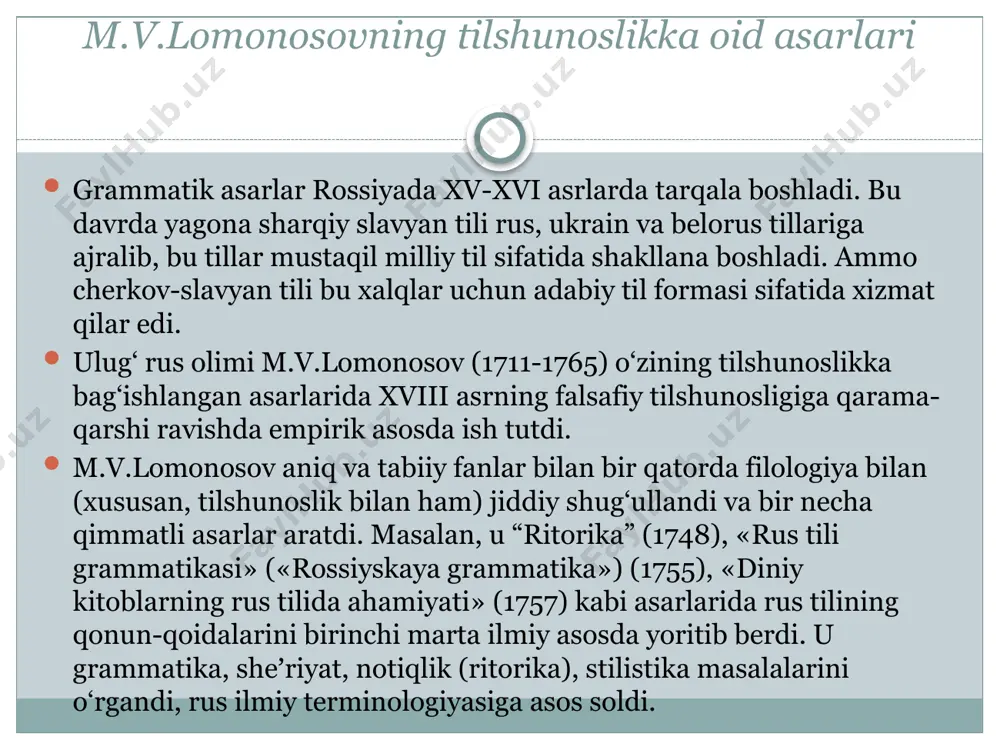 ik son haqida» (1827), «yozuvning til bilan bog‘liqligi haqida» (1836) va boshqalar.) umrining so‘nggi yillarida uch tomli «yava orolidagi kavi tili haqida» nomli katta asari ustida ishladi. bu asar uning vafotidan keyin, 1836-1840 yillarda eʼlon qilindi. v.gumboldtning kavi tili haqidagi asarining kirish qismi katta nazariy ahamiyatga ega. bu qism «inson tili tuzilishining har xilligi va uning inson naslining maʼnaviy taraqqiyotiga taʼsiri» deb atalib, xix asr o‘rtalaridayoq boshqa tillarga tarjima qilingan. v.gumboldtning ijodida ichki qarama-qarshiliklar ko‘p. u, bir tomondan, idealist kantning falsafiy qarashlariga asoslansa, ikkinchi tomondan, nozik tilshunos sifatida til faktlarini analiz qilar ekan, tilning rivojlanish jarayoni va vazifasini ko‘rsatishda idealizm doirasidan chiqib ketadi. v.gumboldt tillarni tipologik jihatdan shunday tasnif qilgan. u tillarni avval ikki guruhga ajratgan: 1.grammatik munosabat uchun hech qanday fonetik ifodaga ega bo‘lmagan ajratuvchi til (xitoy tili). 2.grammatik munosabatni flektiv forma orqali ifodalaydigan til (sanskrit tili). qolgan tillar, uningcha, shu ikki qarama-qarshi nuqtalar orasiga joylashadi. demak, bu tillar …