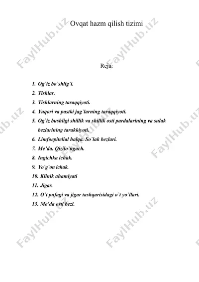 ovqat hazm qilish tizimi — DOC