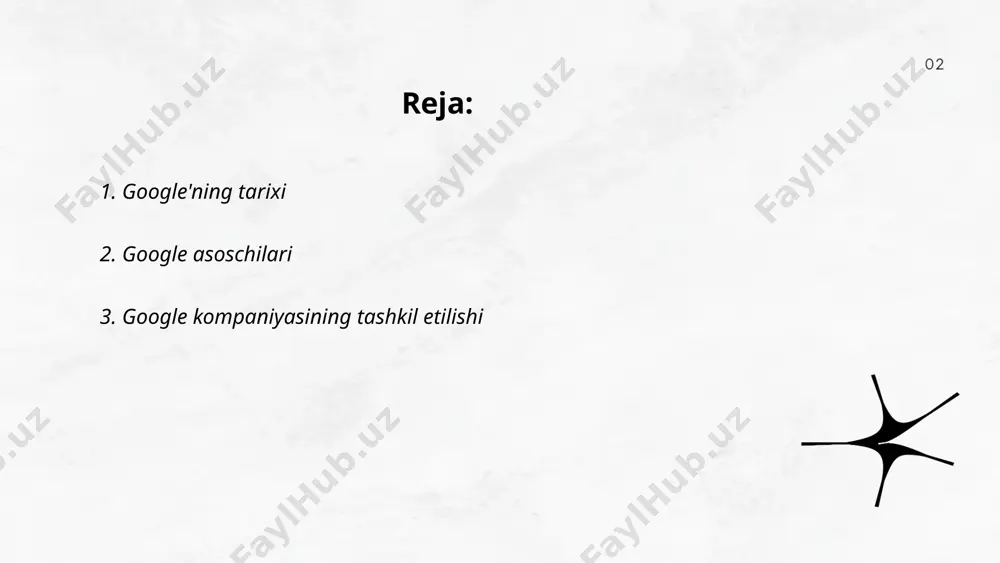 alar lego g‘ishtlaridan tuzilgan blokda joylashgan edi. bu serverlar google’ning indeksatsiya va qidiruv algoritmlarini samarali ishlatish uchun foydalanilgan. o‘sha vaqtlarda google 10 000 ga yaqin qidiruv so‘roqlarini kuniga qayta ishlagan va mazkur infratuzilma asosida kelajakda kompaniya g‘oyat yuqori samaradorlikka erishgan. bingacha 1998-yilda google atigi 26 million indekslangan sahifaga ega edi. ... t.me/slaydai_bot google kompaniyasining eng muvaffaqiyatli mahsulotlari qatoriga qidiruv tizimi, android operatsion tizimi, youtube, google ads, va google cloud kiradi. qidiruv tizimi google'ni dunyodagi eng mashhur qidiruv platformasiga aylantirdi. android operatsion tizimi 2021 yilda global smartfon bozorining taxminan 72,48 foizini egallagan. youtube oyiga 2,6 milliarddan ziyod foydalanuvchi bilan dunyodagi ikkinchi eng ko'p tashrif buyuriladigan veb-sayt. google ads reklama platformasi orqali google 2022 yilda reklama daromadidan 224 milliard aqsh dollaridan ortiq daromad oldi. google cloud 2023 yilda bulutli hisoblash bozorining taxminan 9 foizini egallagan. bu mahsulotlar google'ni global texnologiya bozorining yetakchi o'yinchilaridan biriga aylantirgan. ... t.me/slaydai_bot 7. google qidiruv algoritmi google …