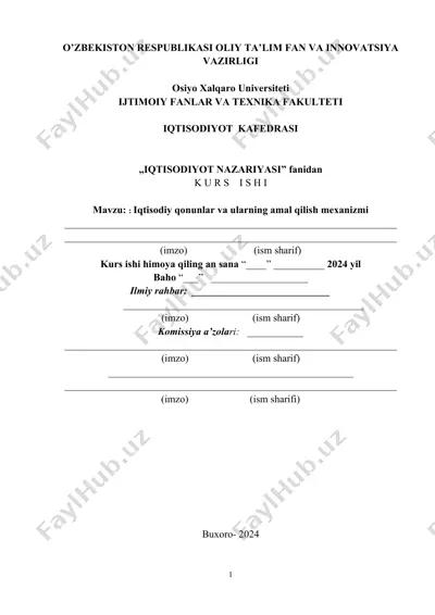 iqtisodiy qonunlar va ularning amal qilish mexanizmi — DOCX