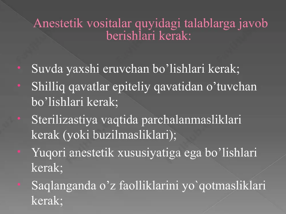 undan zaharliroq. novokaindan ta`siri davomliroq (2-4 soat). terminal anesteziyaga yaramaydi. infilitratsion va o'tkazuvchi anesteziya uchun trimekainni qo'llanilganda yurak-tomir, nafas sistemalarida sezilarli o'zgarishlar bo'lmaydi, lekin trimekain bosh miyaning po'stloq qavati retikulyar formatsiyasiga salbiy (susaytiruvchi) ta`sir etib, uyqu chaqiradi, tirishishni yo'qotadi va og`riqsizlantiradi. инфильтрацион анестезия учун - 0,125% (1500 мл гача), 0,25% (800 мл гача) ва 0,5% (400 мл гача) эритма; ўтказувчи анестезия учун - 1% (100 мл гача) ва 2% (20 мл гача) эритма; перидурал анестезия учун - 1% (50 мл) ва 2% (20-25 мл) эритмалар; орқа мия анестезияси учун - 5% эритма (2-3 мл); юза анестезияси учун - 2-5% эритма (офтальмологияда 4-8 томчи ва оториноларингологияда 2-8 томчи) кукун; 0,25% эритма сақловчи 10 мл, 0,5% ва 1% эритма сақловчи 2, 5 ва 10 мл, 2% эритма сақловчи 1, 2, 5 ва 10 мл ампулалар; 5% эритма сақловчи 1 ва 2 мл ампулалар. sovkain novokainga nisbatan 15-25 marta kuchli, lekin shu darajada …