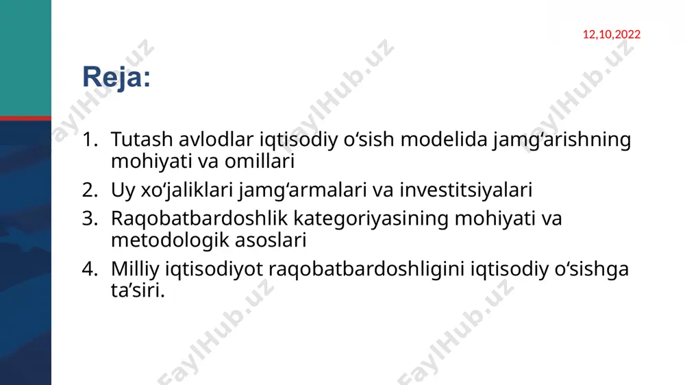 zatsiyasini to‘ldirib turish uchun xarajatlar o‘sadi. iqtisodiyotda barqaror iqtisodiy o‘sishni ta’minlash uchun ekzogen texnik taraqqiyot talab etiladi. 12,10,2022 before you invest, make sure you aren’t saddled with high interest debt like credit cards. if you carry a revolving balance – meaning you can’t afford to pay off your credit card bill at the end of the month – then you may be paying out interest to the bank that is significantly higher than the interest you could earn with an investment like the tsp. get your credit cards and high interest debt under control before so you can begin investing. 6 jamg’arish 12,10,2022 jamg‘arish – milliy daromadning bir qismining (jamg‘armaning) asosiy va aylanma kapitallarni, shuningdek, ehtiyot zaxiralarini ko‘paytirish uchun sarflanishidir your credit score—a number between 300 and 850—is the financial barometer that measures the creditworthiness and risk potential of an individual consumer. it’s one of the tools used by banks …
