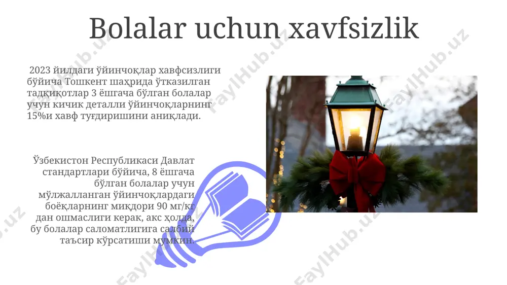 qoslash orqali siz toshkentdagi do'konlarda sifat jihatidan farqlarni aniqlashingiz mumkin. bolangizning yoshi va qiziqishlariga mos o'yinchoqlarni tanlang. masalan, 3 yoshdan kichik bolalar uchun katta va yumshoq o'yinchoqlar, 5-7 yoshdagi bolalar uchun esa konstruktorlar yoki samarqanddan kelgan an'anaviy o'yinchoqlar mos keladi. interaktiv o'yinchoqlar interaktiv o'yinchoqlar bozorida 2023-yilda dunyo bo'ylab 15 milliard dollarlik savdo hajmi kuzatildi, bu esa aqsh va xitoy kabi yirik iste'mol bozorlarida sezilarli o'sishni ko'rsatadi. 2024-yil uchun prognozlarga ko'ra, janubiy koreya va yaponiya kabi osiyo mamlakatlarida interaktiv o'yinchoqlarga talab 25% ga oshishi kutilmoqda, bu esa yangi texnologiyalarni qo'llashga qaratilgan innovatsion loyihalarning ko'payishini anglatadi. yangi yil va rojdestvo o'yinchoqlari bozori samarqand viloyatida mahalliy hunarmandlar tomonidan qo'lda ishlangan an'anaviy yangi yil o'yinchoqlari, masalan, 10 dan ortiq turdagi yog'och o'yinchoqlar, o'sib borayotgan talabga ega bo'lib, turizm sektorini ham rivojlantiradi. toshkent shahridagi yirik savdo markazlarida yangi yil va rojdestvo o'yinchoqlari narxlari o'rtacha 50 000 so'mdan 200 000 so'mgacha o'zgarib turadi, bu esa iste'molchilarning …