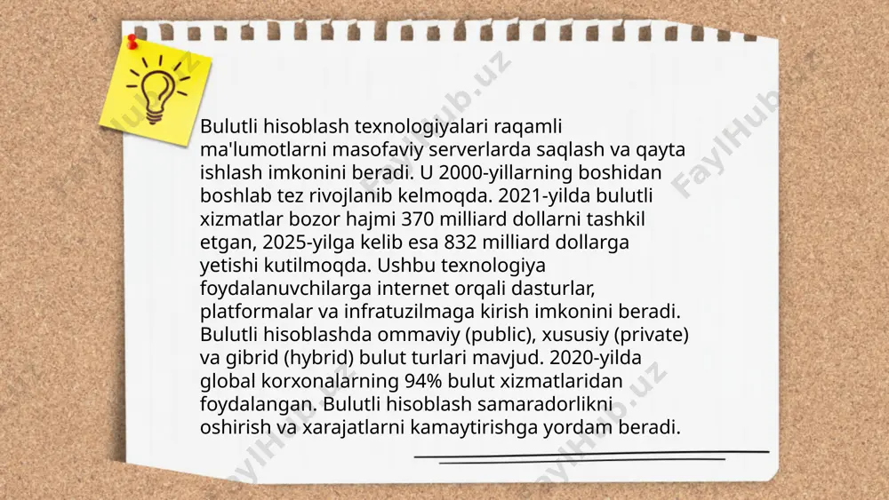 app store'da jami 7 milliondan ortiq ilova mavjud edi. har oyda global mobil ilovalar foydalanuvchilari 218 milliarddan ortiq ilova o'rnatadilar. ... t.me/slaydai_bot virtual va kengaytirilgan haqiqat (vr/ar) texnologiyalari dunyo bo'ylab sezilarli o'sishga erishmoqda. 2023-yilda global vr/ar bozori hajmi 30 milliard aqsh dollaridan oshib ketishi kutilmoqda. bu texnologiyalar o'yin, ta'lim, sog'liqni saqlash va sanoat sohalarida qo'llaniladi. masalan, ar texnologiyasi ta'limda talabalar uchun interaktiv muhit yaratadi, vr esa sog'liqni saqlashda jarrohlik mashg'ulotlari uchun muhim ahamiyatga ega. har yili bu sohadagi investitsiyalar 20-25% ga oshib bormoqda. 2025-yilga kelib, vr/ar texnologiyalari foydalanuvchilari soni 1 milliarddan oshishi taxmin qilinmoqda. ... t.me/slaydai_bot 10. containerization va docker konteynerizatsiya zamonaviy dasturiy ta'minot ishlab chiqishda muhim rol o‘ynaydi, bu dasturlarni kichik, mustaqil bloklarga ajratishga imkon beradi. docker - bu konteynerlarni boshqarish va orkestratsiya qilish uchun eng mashhur platformalardan biridir. 2013 yilda ishga tushirilgan docker linux va windows operatsion tizimlarida ishlaydi. docker, bir necha soniya ichida rivojlantirish va ishlab chiqarish …