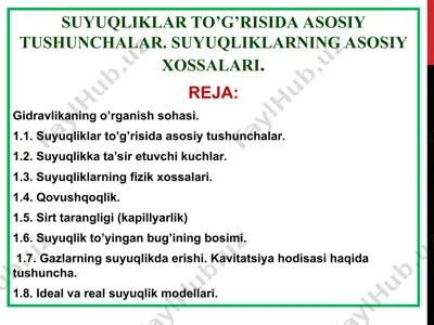 gidravlika fanining mahsuloti — PPT
