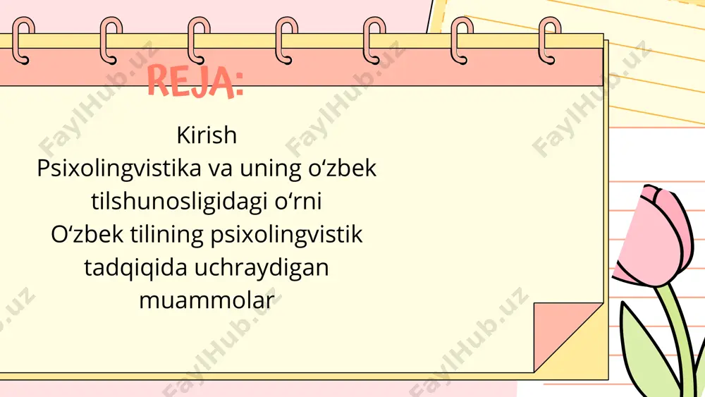 ni ham o‘rganadi. psixolingvistikaning asosiy yo‘nalishlari: nutq hosil bo‘lish jarayonlari – inson gapirishda qanday bosqichlardan o‘tadi: g‘oyaning tug‘ilishi, so‘z tanlash, grammatik tuzilish, fonetik ifoda. nutqni idrok qilish – eshitilgan yoki o‘qilgan matnni tushunish jarayonida miyadagi semantik, sintaktik va fonetik ishlov berish mexanizmlari. til va tafakkur munosabati – til tafakkurni shakllantiradimi yoki tafakkur tilga asos bo‘ladimi degan masala. ikki tillilik (bilingvizm) va ko‘p tillilik – bir vaqtning o‘zida ikki yoki bir nechta tilni o‘rganish va ulardan foydalanish jarayonlari. tilni o‘rgatishda psixolingvistik yondashuv – chet tillarini yoki ona tilini o‘rgatishda inson psixikasining o‘ziga xos xususiyatlarini hisobga olish. o‘zbek tilshunosligidagi o‘rni: til va tafakkur masalasi: o‘zbek tilida fikrlash jarayonlarini o‘rganish, o‘zbek xalqining milliy tafakkuri va dunyoqarashi nutqda qanday ifodalanishini tahlil qilish. ona tili va ikkinchi til masalalari: o‘zbekistondagi ko‘p tilli muhitda (o‘zbek, rus, ingliz va boshqa tillar) o‘zbek tilining nutqiy jarayonlarga ta’siri va boshqa tillar bilan o‘zaro aloqasi. bolalar nutqi: o‘zbek tilida bolalarning …
