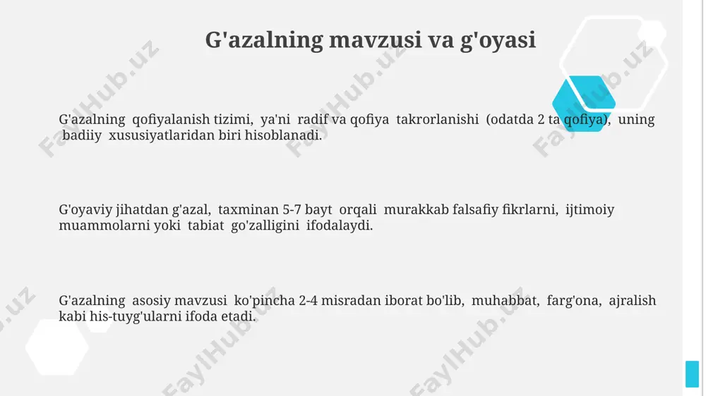 g'azal mezoni asosida taqdimot - Page 3