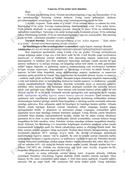 o’rta asrlar tarix falsafasi — DOCX