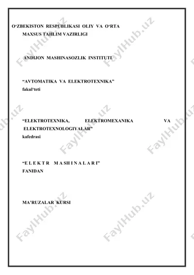 elektr mashinalari faniga kirish — DOCX