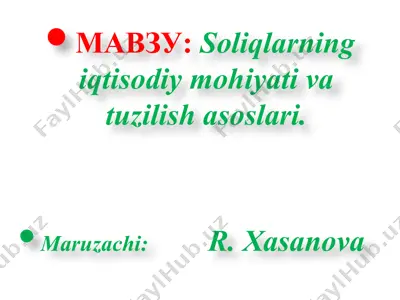 soliqlar va soliqqa tortish — PPTX