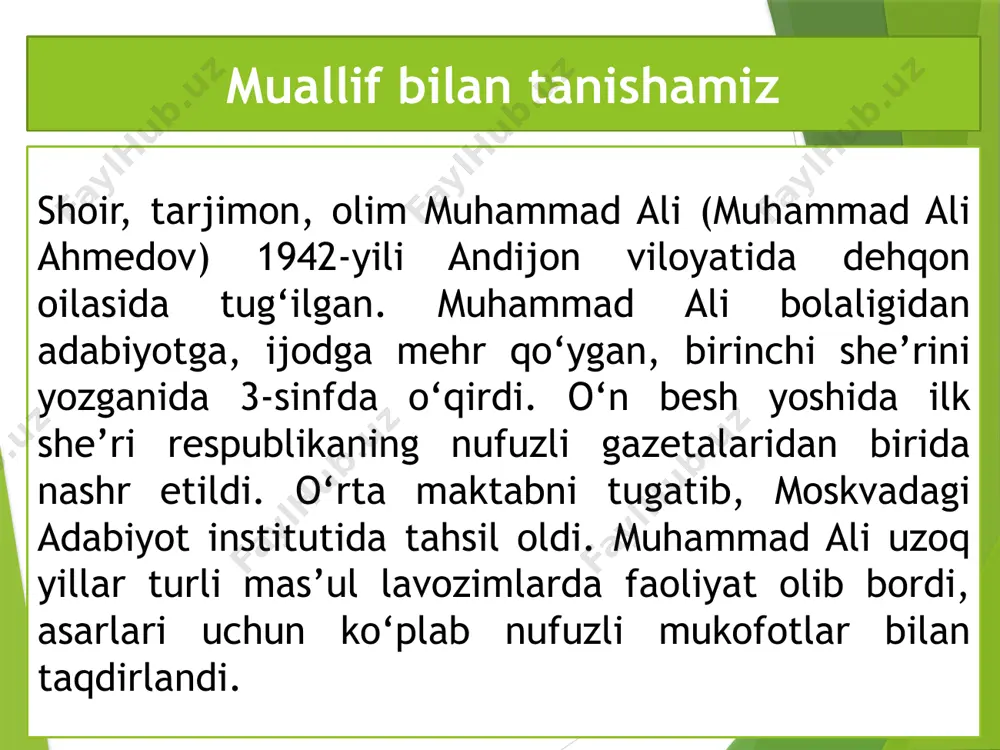 yotgan shoirning bir paytning o‘zida ham shod bo‘lishi va ham g‘amgin kulishi sabablari nimada deb o‘ylaysiz? fikringizni dalillang. 4. dostonning “yur, ukam, qani, yur! oldinda xayollar... ortda maqbara...” kabi satrlar bilan tugashida qanday mazmun yashiringan? “oftobni yamlayotgan” ufqda yana qanday “zavollar”, “savollar” bo‘lishi mumkin? 5. sizningcha, dostonning qaysi bobi asar umumiy g‘oyasini ochib berishda muhim ahamiyat kasb etmoqda? nega? ijodiy ish o‘zbekistonning biron-bir diqqatga sazovor joyiga birinchi marta borganingizni eslang. ko‘nglingizdan nimalar o‘tgan, sizni qanday o‘yxayollar band qilgan? “mening o‘zbekistonim” mavzusida esse yozing. doston (poema) haqida bilib olamiz doston (poema) she’riy yo‘l bilan yozilgan yirik asar bo‘lib, unda bironbir voqeani (yoki voqealarni) bayon qilish bilan birga, muallifning ularga munosabati, ular bilan bog‘liq o‘ylari va kechinmalari tasvirlanadi. shuni alohida qayd etish lozimki, adabiyot tarixida va zamonaviy adabiyotda dostonlarning boshqa turlari ham mavjud bo‘lib, ular bilan yuqori sinflarda tanishib boramiz. izoh qoldiring. “gumbazdagi nur” dostonida qanday voqea (yoki voqealar) tasvirlangan? matndan muallifning …