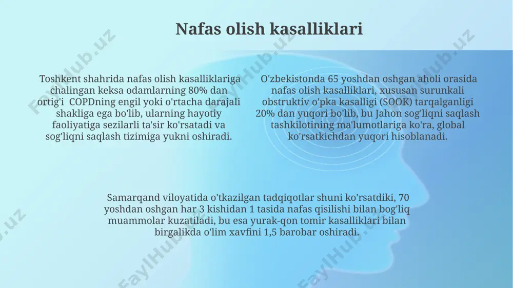 artrit, qo'shma shtatlarda 30 milliondan ortiq odamlarga ta'sir qiladi. artrit bilan og'rigan bemorlarning 70 foizi 65 yoshdan oshgan bo'lib, bu kasallikning yosh bilan bog'liq yuqori darajada rivojlanishini ko'rsatadi. jahon sog'liqni saqlash tashkiloti ma'lumotlariga ko'ra, bu raqam har yili ortib bormoqda. yoshiga bog'liq kasalliklarning oldini olish va davolash altsgeymer kasalligi kabi neyrodejenerativ kasalliklarning rivojlanish xavfini kamaytirish uchun, 65 yoshdan oshganlar orasida kognitiv mashqlarni muntazam bajarish, masalan, haftada kamida 3 marta 30 daqiqa davomida, buyuk britaniya tadqiqotlariga ko'ra, ijobiy natijalar beradi. yoshga bog'liq kasalliklarning oldini olishda, masalan, yurak-qon tomir kasalliklari xavfini kamaytirish uchun, 50 yoshdan oshgan aholi orasida muntazam ravishda jismoniy mashqlar bilan shug'ullanish va to'g'ri ovqatlanish samarqand viloyatida o'tkazilgan tadqiqotlarda samarali ekanligini ko'rsatdi. jahon sog'liqni saqlash tashkilotining ma'lumotlariga ko'ra, 70 yoshdan oshgan odamlarda osteoporoz xavfini kamaytirish uchun, kuniga kamida 1000 mg kaltsiy va 800 iu d vitamini iste'mol qilish, shuningdek, muntazam jismoniy faoliyat bilan shug'ullanish toshkent shahrida o'tkazilgan tadqiqotlar natijalarida muhim …