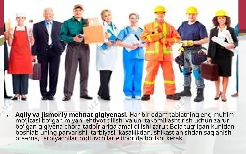 chiniqtirish, sport va badantarbiya bilan shug‘ullanish, aqliy va jismoniy mehnatni birga qo‘shib olib borish, mehnat qilish va dam olish rejimiga rioya etish lozim. alkogolning oliy nerv faoliyatiga ta’siri. alkogol barcha organlarga, ayniqsa, bosh miya katta yarimsharlarining po‘stloq qismiga kuchli ta’sir qiladi. alkogol markaziy nerv sistemasida qo‘zg‘alish va tormozlanish holatlarining bir me’yorda kechishiga xalaqit beradi. ichish shartli reflekslar hosil bo‘lishini sekinlashtiradi; bosh miyaning ayrim qismlarini qo‘zg‘atib, xursandchilik kayfiyatini paydo qiladi. lekin miya po‘stlog‘i boshqa quyi markazlarning ishini nazorat qilmay qo‘yadi. shuning uchun ichgan odam uyalmaydi, sog‘ holatda qilmaydigan ishlarga qo‘l uradi; o‘zini tutolmasdan, ko‘p gapiradi. alkogolning ko‘proq miqdori oliy nerv faoliyatini battarroq izdan chiqaradi, qo‘l, oyoq, til va ko‘zning harakatlanish aniqligini buzadi. ichgan odam ko‘ziga narsalar qo‘shaloq bo‘lib ko‘rinadi; u gandiraklab, tili aylanmasdan, g‘uldurab qoladi. alkogolni muntazam iste’mol qilib turish alkogolizmga olib keladi. alkogolizm, ya’ni ichkilikbozlik alkogolga ruju qo‘yish demakdir. giyohvandlik. narkotik moddalar dastlab xursandchilik va xotirjamlik hissini uyg‘otib, kayf qildirishi …
