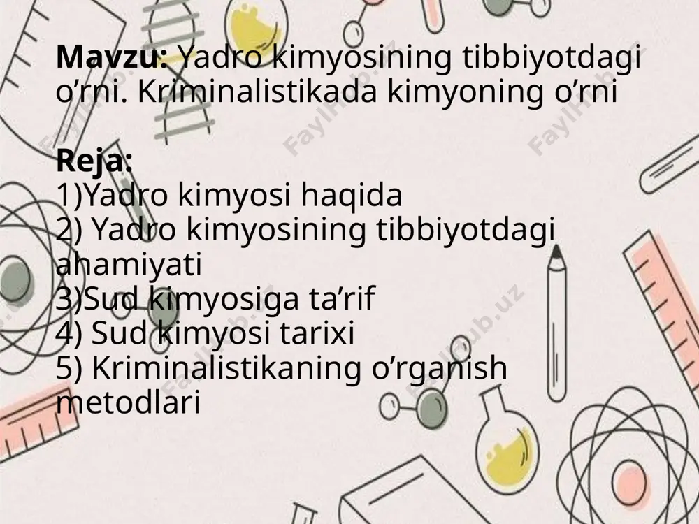 miqdorda radioktiv bo`lmagan izotoplardan hosil qilinadi. bu jarayon transmutatsiya deyiladi. unda barqaror yadro juda faol elementar zarracha (alfa, proton, neytron, kichik yadrolar) bilan bombardimon qilinadi. shu zarrachalardan biri yutilib, barqaror izotop radioktiv izotopga aylanadi va yana bir radioktiv zarracha ajraladi. radioktiv parchalanish yadro kimyosining tibbiyotdagi ahamiyati yadro kimyosi sanoatda balki hozirda tibbiyotda ham keng qo`llanilayotgan soha hisoblanadi. organizmda biron bir a`zo holatini aniqlash uchun shu a`zoda to`planib qolgan radiozotoplar ishlatiladi. gamma nurlari diagnostika ishlari uchun qulay, chunki bu nurlar tanadan o`tib tanib oluvchi moslamalar yordamida oson aniqlanadi yadro kimyosining tibbiyotdagi ahamiyati tibbiyotda radiotivlikni ishlatishda birinchi yutug`lar 1946-yilda qalqonsimon bezning faoliyatini tashxis qilish, giperterioz va qalqonsimon bez saraton kasalligini davolashda yod izotopi ishlatilib erishilgan edi. yod-131 qalqonsimon bez saratonining ayrim turlarini davolash yadro kimyosining tibbiyotdagi ahamiyati yadro kimyosining tibbiyotdagi ahamiyati diagnostik tekshiruvlarda eng keng tarqalgan izotop bu- tc - 99m. tana qismlari, saraton va nevrologik muammolar kabi kasalliklarga tashxis qo`yishda: selen …