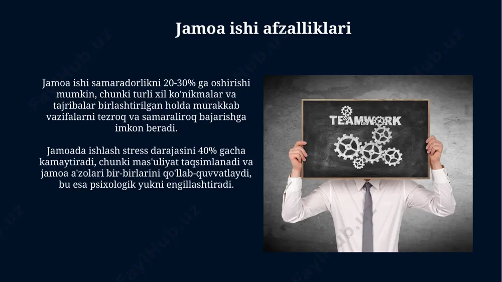 h va ijobiy natijalarga erishish ehtimolini oshiradi. qarama-qarshiliklarni hal qilishda samarali muloqot 70% muvaffaqiyatga olib keladi, qolgan 30% esa kompromissga tayyorlik va konstruktiv yechimlarni izlash bilan bog'liq. e'tiboringiz uchun rahmat @taqdimot_robot image5.jpg image6.jpg image7.jpg image8.jpg image9.jpg image10.jpg image11.jpg image12.jpg image13.jpg image14.jpg image15.jpg image1.jpg