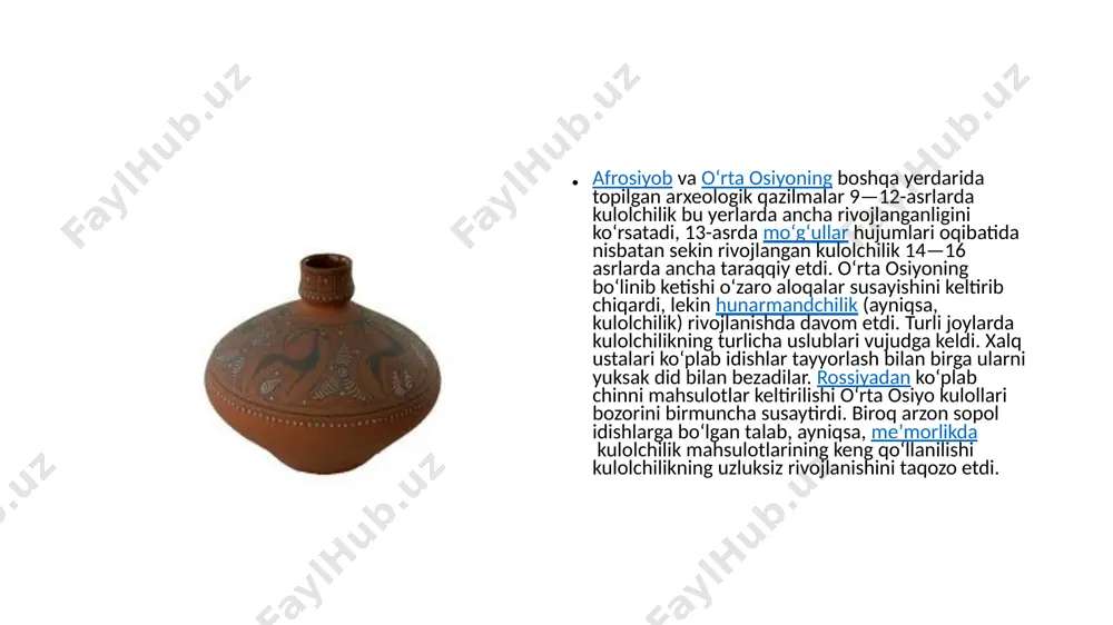 vakillari ishtirok etdi. ustalardan r. zuhurov (denov), m. turopov (gʻurumsaroy), i. komilov (rishton), alisher va abdulla narzullayevlar (gʻijduvon), namoz va noʻmon oblokulovlar (urgut), r. matchonov (xorazm), a. raximov (toshkent) maxsus tayyorlangan "usta guvohnomasi"ga sazovor boʻldi. image1.png image2.png image3.png image4.png image5.png image6.png image7.png image8.png image9.png /docprops/thumbnail.jpeg