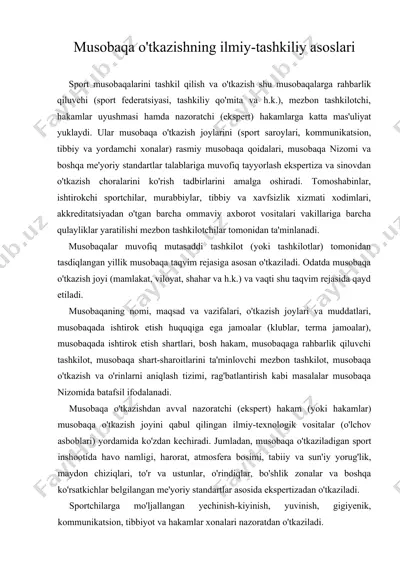 musobaqa o'tkazishning ilmiy-tashkiliy asoslari (voleybol) — DOC