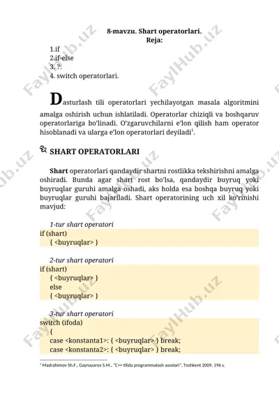 shart operatorlari — DOCX