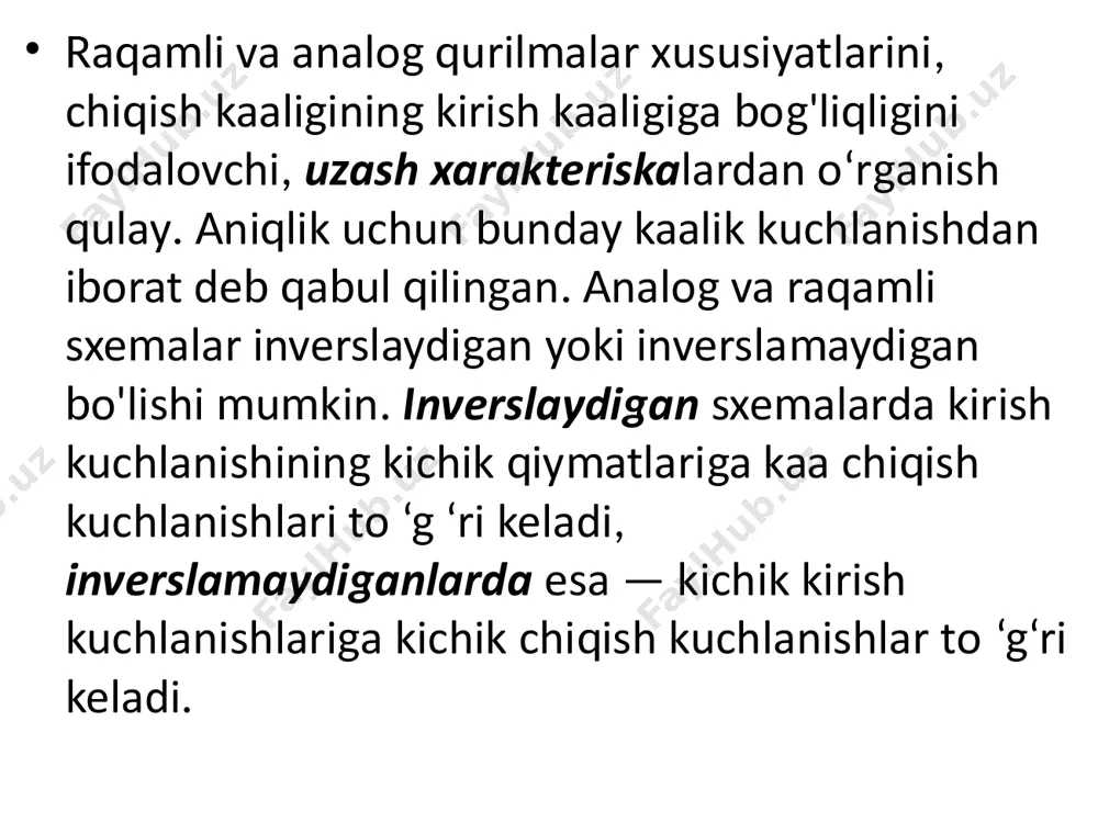 s, yoki-emas va boshqa) operatsiyalarni bajaradi. bu operatsiyalar yordamida har qanday analog, analog-raqamli va raqamli funksiyalarni amalga oshirish mumkin. diskret sxemotexnikaga elektr sxemalar uchun sxemotexnik yechimlar soddaligi va qimmat aktiv elementlarni minimal ishlatish, ajratuvchi kondensator, transformator va boshqalardan keng foydalanish xosdir. integral sxemotexnikada barcha elementlar yagona kristalda shakllantirilgani sababli, ularning qiymati elementlar narxi bilan emas, balki kristall narxi bilan belgilanadi. shuning uchun kristalda iloji boricha ko‘proq elementlarni joylashtirish maqsadga muvofiq. kristalldagi aktiv elementlar — tranzistorlar, diodlar minimal yuzaga, passiv elementlar esa — maksimal yuzaga ega. shuning uchun islarda rezistorlar soni minimal bo’lishiga intilinadi, katta yuzani egallovchi kondensatorlar qo'llanilmay , ularning o‘rniga kaskadlarni muvofiqlashtiruvchi kaskadlardan foydalaniladi. islarning ushbu xususiyati, diskret tranzistorli tuzilmalarda amalga oshirib bo‘lmaydigan, yuqori aniqlikdagi differensial kaskadlar, barqaror tok va kuchlanish generatorlarini yaratish imkonini berdi. a1s mahsulotlari turlari ko'p bo‘lishiga qaramasdan, ularning hammasida, sxemotexnik umumlashtirish va loyihalashni yengillashtirish maqsadida, chegaralangan sonli negiz elementlar: sodda kuchaytirgich kaskadi, differensial kuchaytirgich, barqaror …