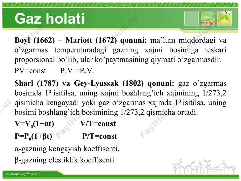 esa oddiy suyuklik holatida boʻladi. masalan, iazoksianizol 118,27° da anizotrop boʻlib, suyuq kristallar hosil qiladi. 135,85° da esa u izotroplikni namoyon qilib, oddiy suyuqlikka aylanadi. baʼzi moddalarning maxsus erituvchilardagi eritmasi liotrop suyuq kristallar deyiladi. www.themegallery.com suyuq kristallar suyuq kristallar molekulalarining tartiblanish darajasiga koʻra nematik ("azoksionizol, sintetik polipeptid eritmalari) va smektik (sovunning suvdagi eritmasi) suyuq kristallar ga boʻlinadi. nematik va smektik suyuq kristallarning tashqi koʻrinishini polyarizatsion mikroskop yordamida osongina ajratish mumkin. nematik suyuq kristallar ipsimon, smektik suyuq kristallar konussimon, tayoqchasimon va bosqichli tuzilgan. suyuq kristallarning xolesterik (xolesterinning propil efiri) xili ham mavjud boʻlib, uning molekulalari birbiriga parallel joylashgan uzunchoq plastinkasimon shaklda. xolesterik suyuq kristallar organik suyukdiklar va qattiq kristallarning optik faolligidan bir necha marta yuqori boʻlgan optik faollikkya ega. baʼzi termotrop suyuq kristallar 2 mezomorf holatda boʻlishi mumkin (polimorfizm). bunda strukturaviy oʻtishlar quyidagicha: qattiq^smektik—jematik—>amorf suyuq kristall faza sxemasi boʻyicha boradi va 1 tartibli faza oʻtish sodir boʻladi. suyuq kristallar elastik, magnit …