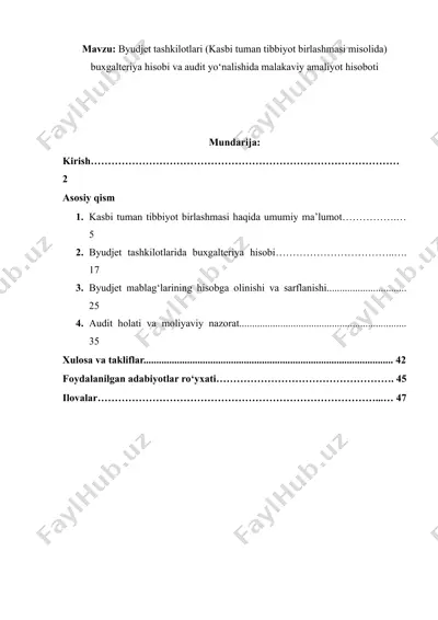 buxgalteriya hisobi va audit yo‘nalishida malakaviy amaliyot hisoboti — DOCX