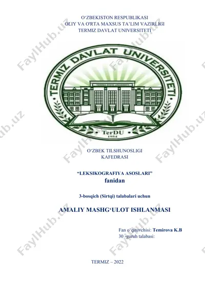 amaliy mashg‘ulot ishlanmasi — DOCX