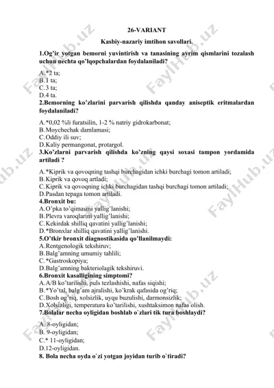 kasbiy-nazariy imtihon savollari — DOCX