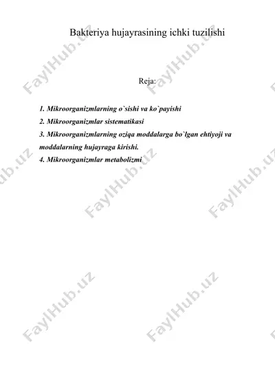 baktеriyа hujayrasining ichki tuzilishi — DOC